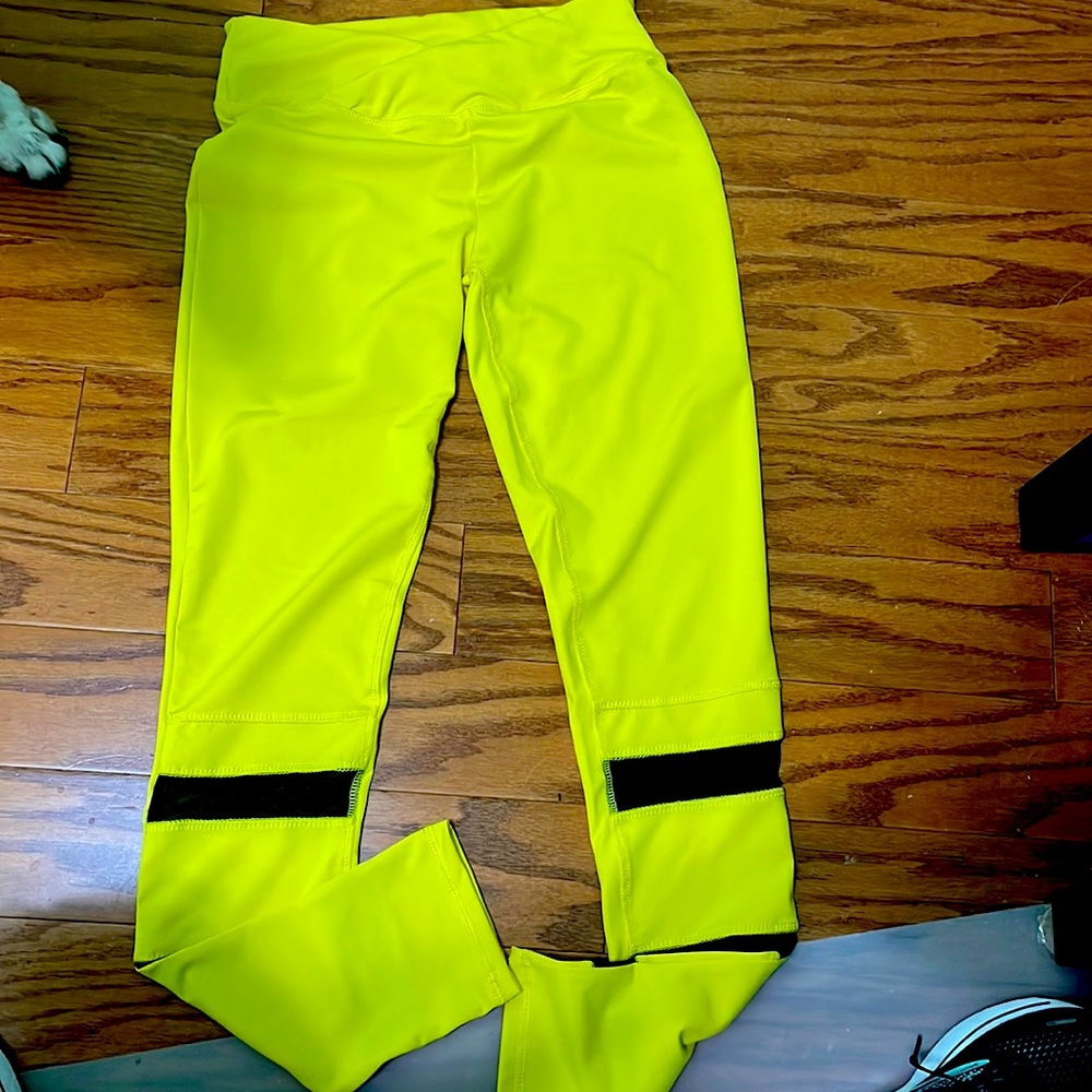 Yellow mesh Active Workout Leggings